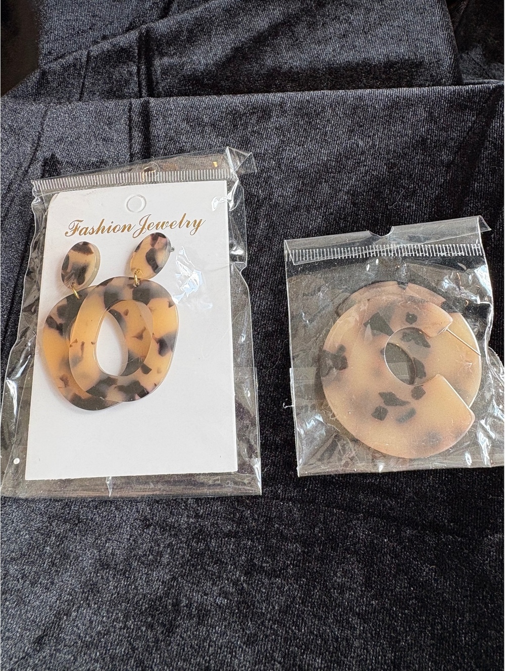 Set of Two Tortoiseshell Pattern Resin Earrings in Original Packaging